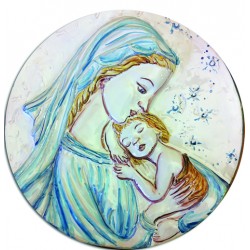 Capezzale in ceramica Madonna con Bambinello