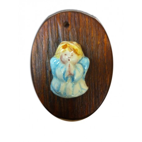 Capezzale angioletto in legno e ceramica (variopinto)