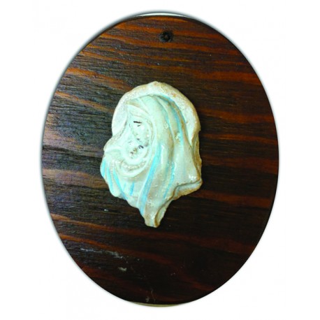 Capezzale Madonna in legno e ceramica (bianco)