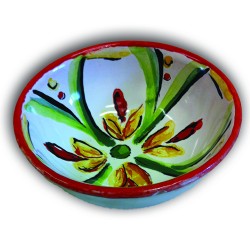 Ciotola con bordo rosso/steli verdi/petali fiore interno