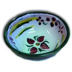 Ciotola bordo verde con fiori dipinti