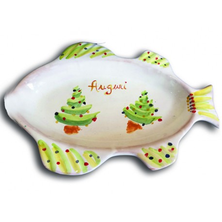 Piatto pesce con alberi di Natale