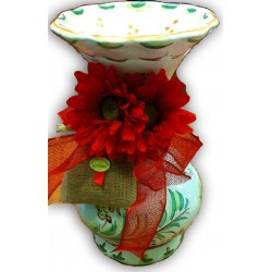 Vaso in ceramica con decorazione fiori (linea verde)