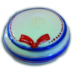 Cofanetto in ceramica (contorni blu/fiocco rosso)